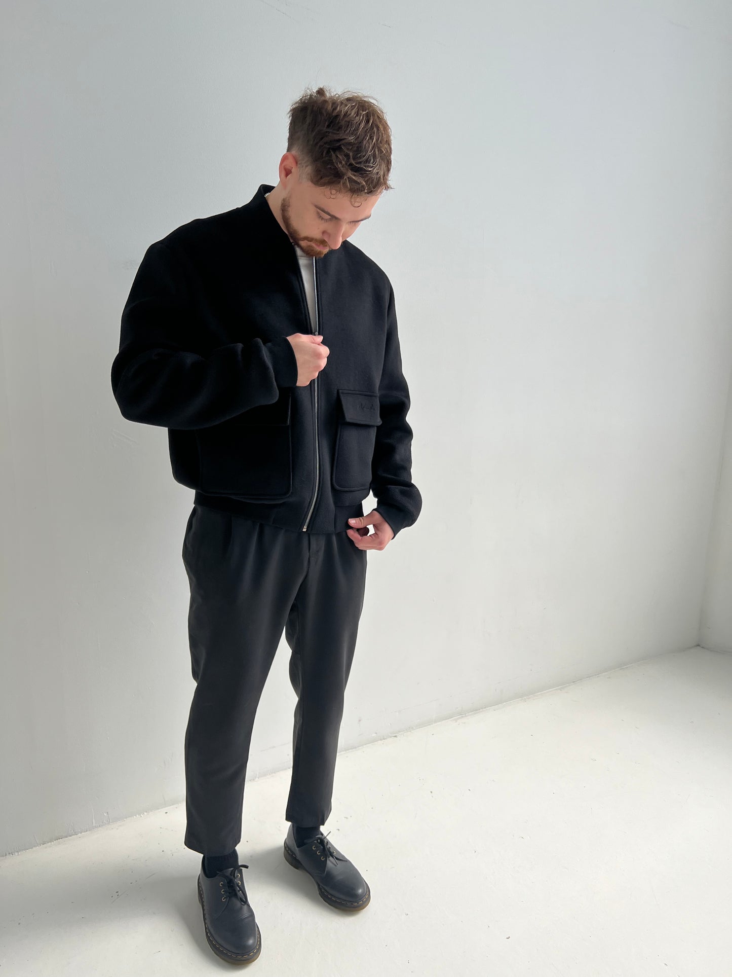 WOOL BOMBER - BLACK